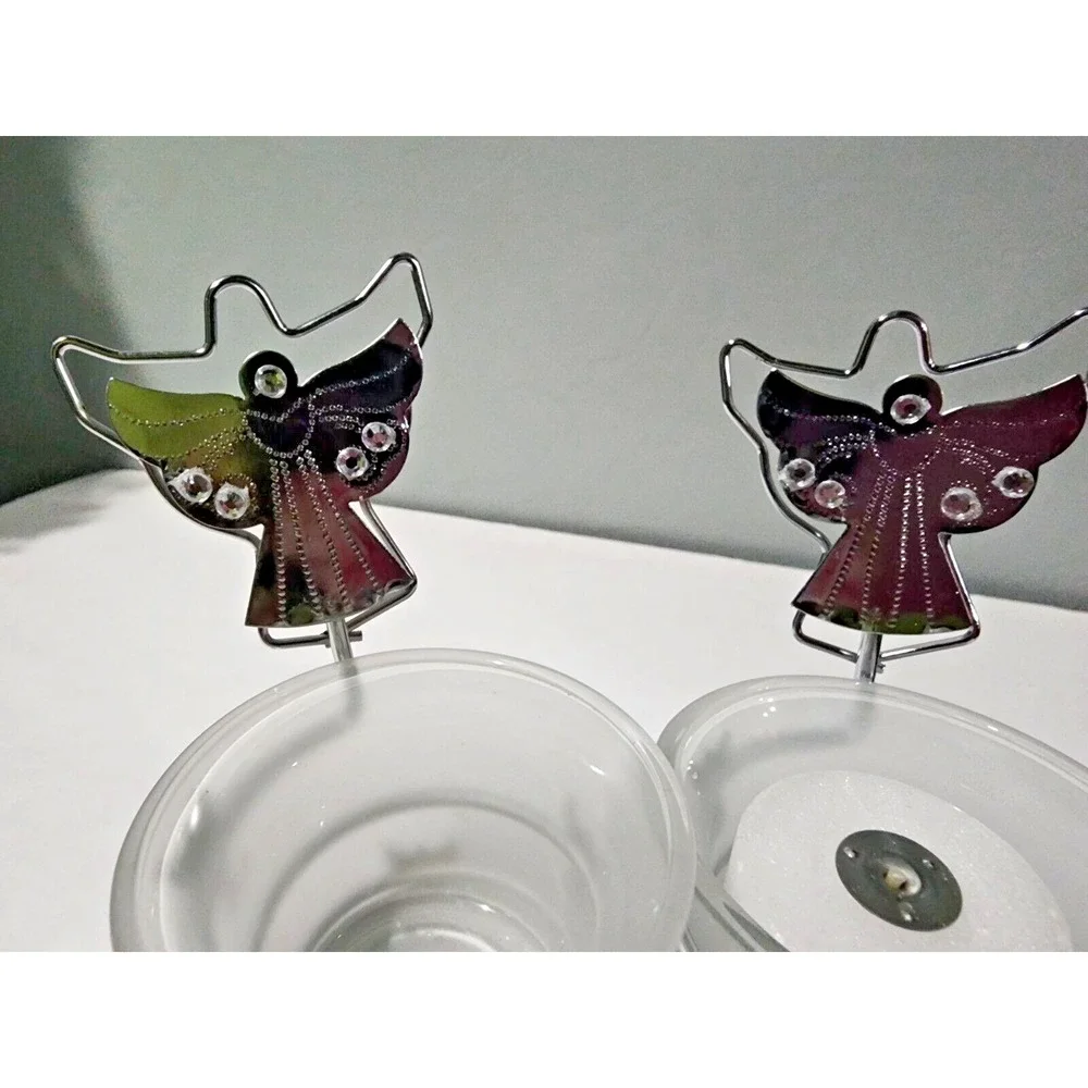 NEW Set of 2 Angel Card Holder Candle Stand with One‎ Candle